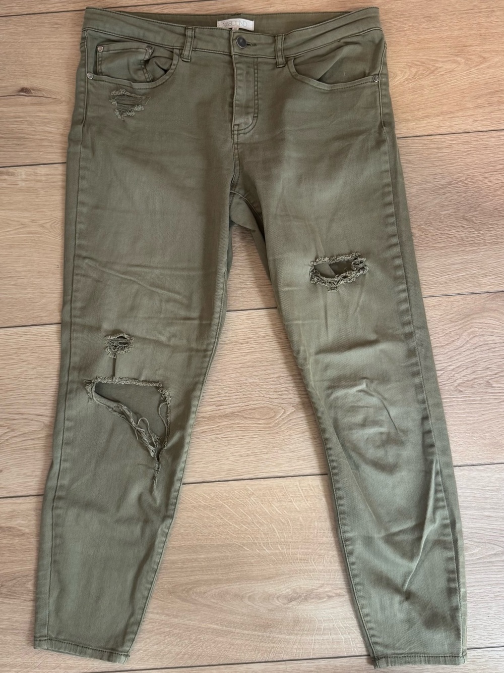 Women’s Olive Green Distressed Jeans